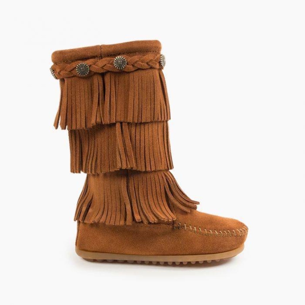 New | Kids Minnetonka 3-Layer Fringe Boot